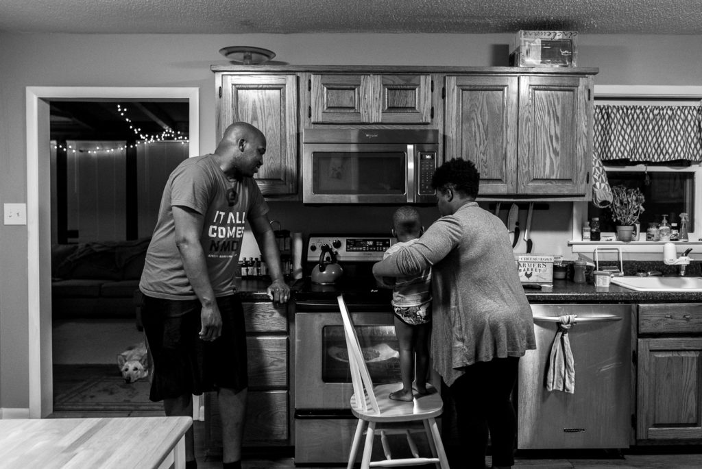 family cooking together